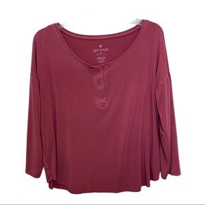 American Eagle Outfitters Dark Pink Top SZ L